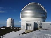 On the right, Gemini North, on the left, CFHT (Canada-France-Hawaii Telescope).