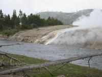The overflow from the pools, dumping into the Firehole River.