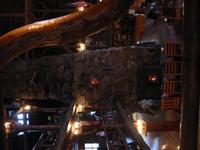The fireplace in the lobby.